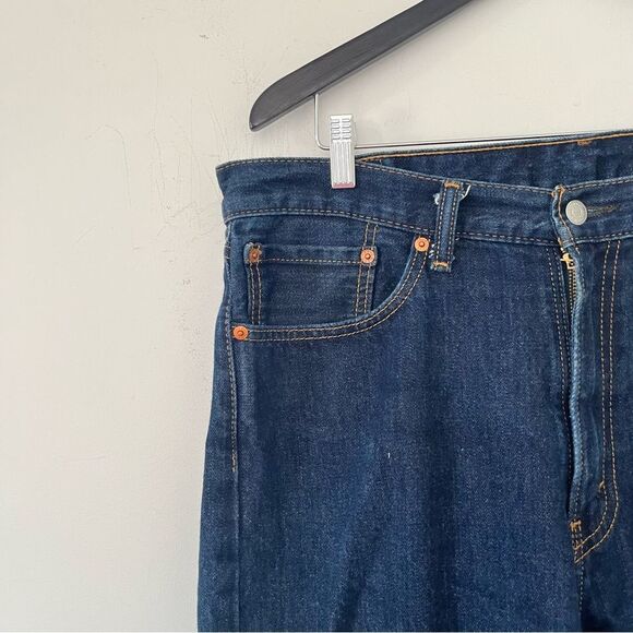 Levi's 505 Dark Wash Red Tab Straight Leg Denim Jeans 36x32 - Picture 10 of 12